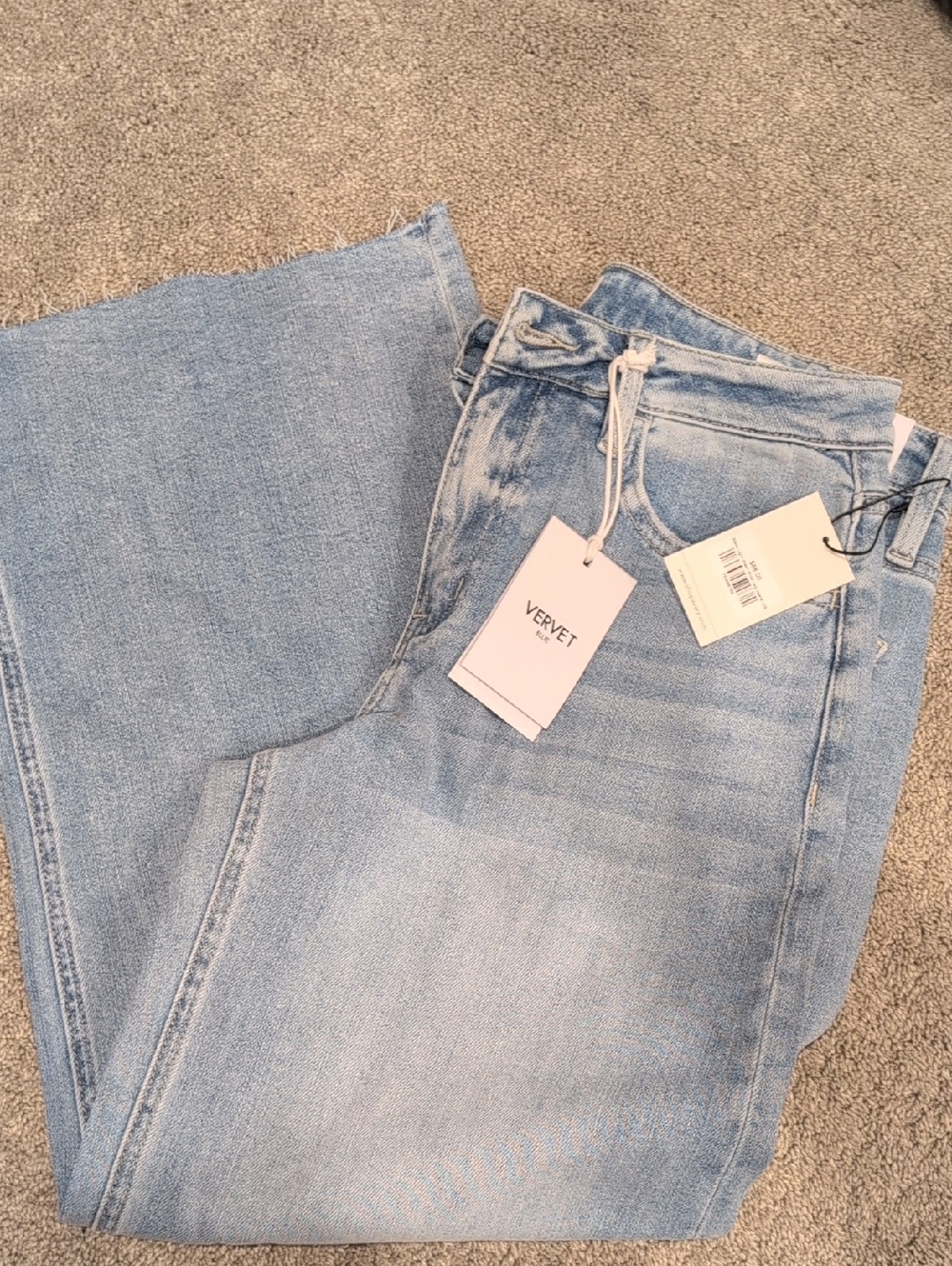 VERVET by Flying Monkey Light Wash High Rise Wide Leg Jeans